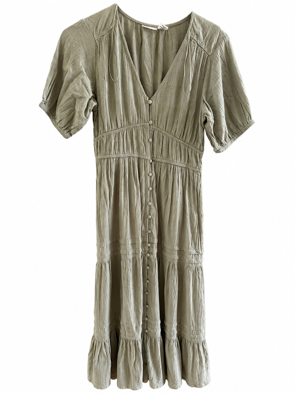Lucky Brand Olive Green Button-Front Maxi Dress